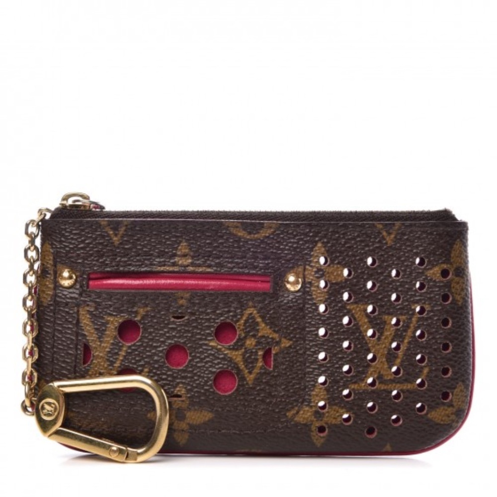 Louis Vuitton Pochette Clés Monogram Perforated Pink Keychain Luxury